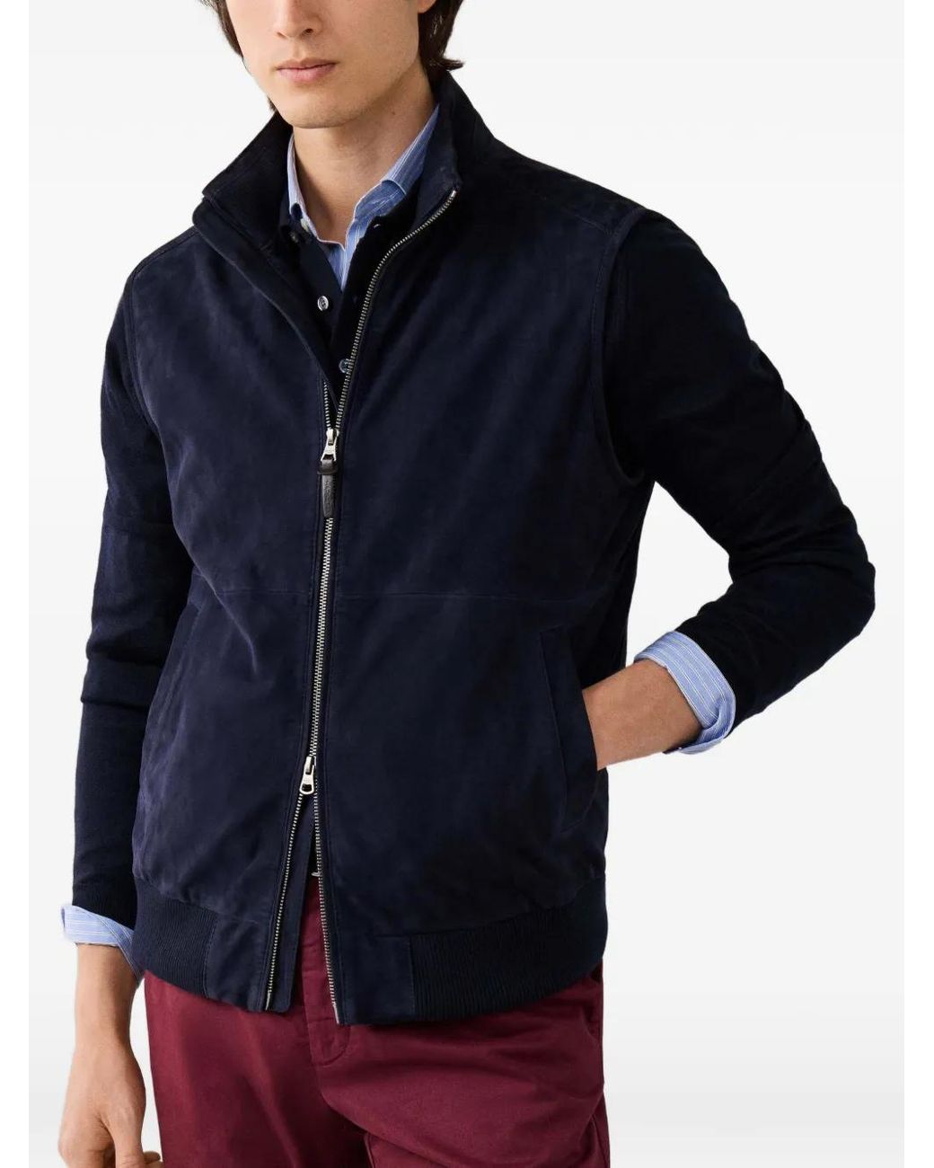 Hackett Blue Ribbed-Trim Jacket for men