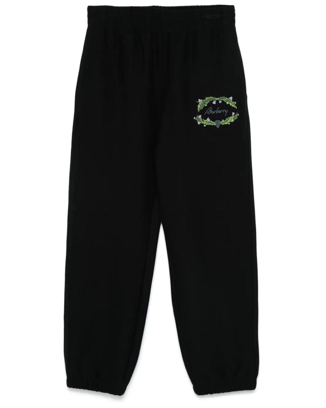 Burberry Black Logo-Embroidered Track Pants for men