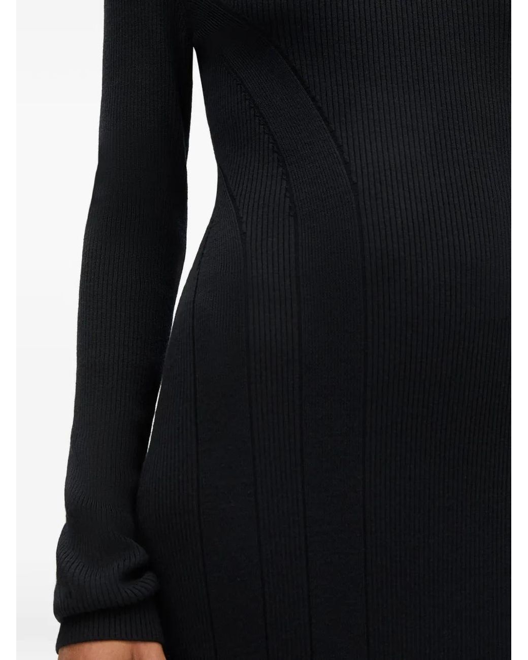 Another Tomorrow Blue Curved-Seam Midi Dress
