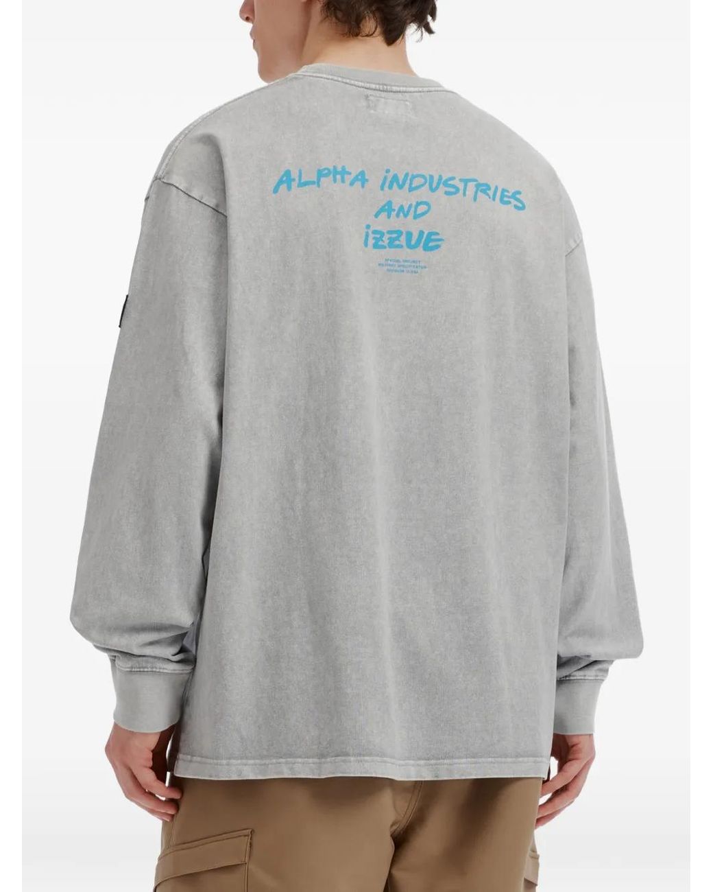 Izzue Gray Logo-Print Long-Sleeve Sweatshirt for men