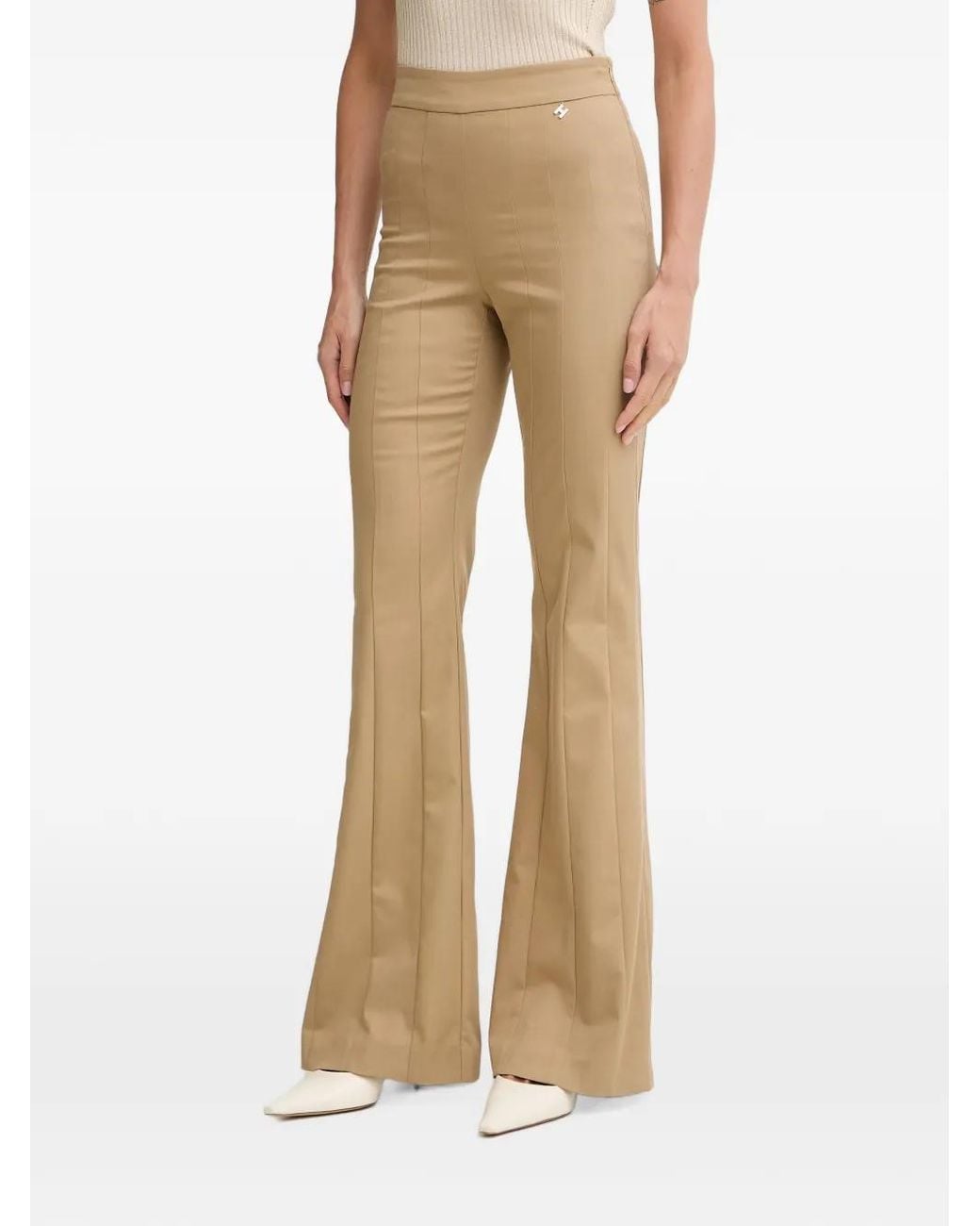 Silvian Heach Natural Koloo Seam-Detail Flared Trousers