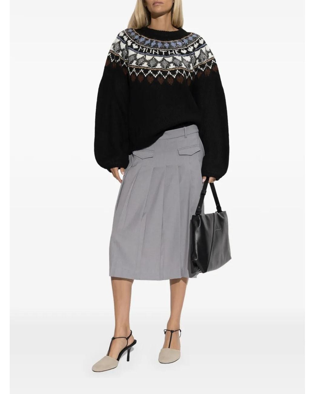 Munthe Black Vaffie Sequin-Embellished Sweater