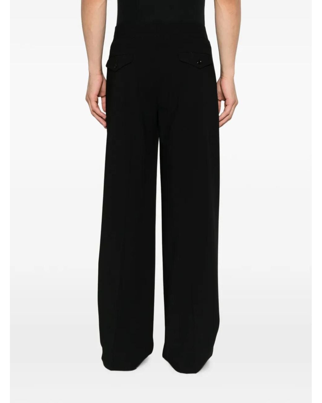 Giorgio Armani Black Pantalon Ample À Design Plissé for men