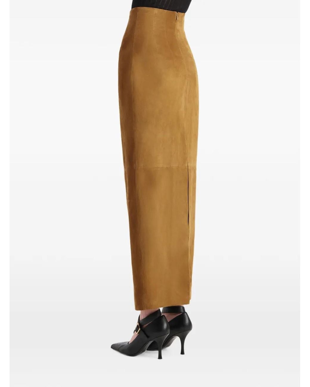 Khaite Natural Suede Maxi Skirt
