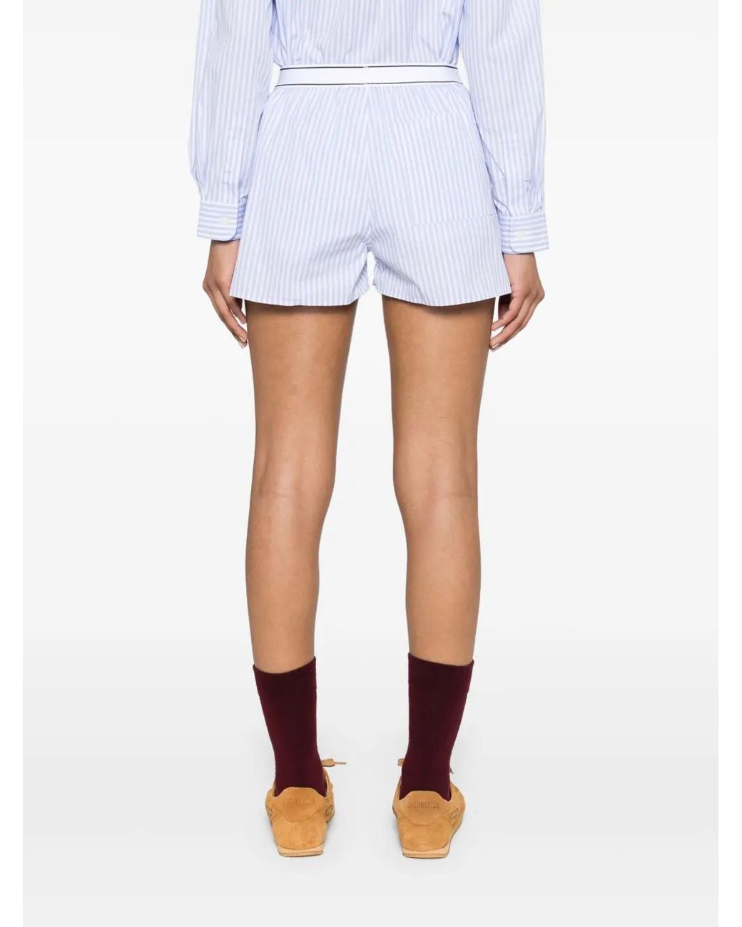 Sporty & Rich White Logo-Waistband Shorts