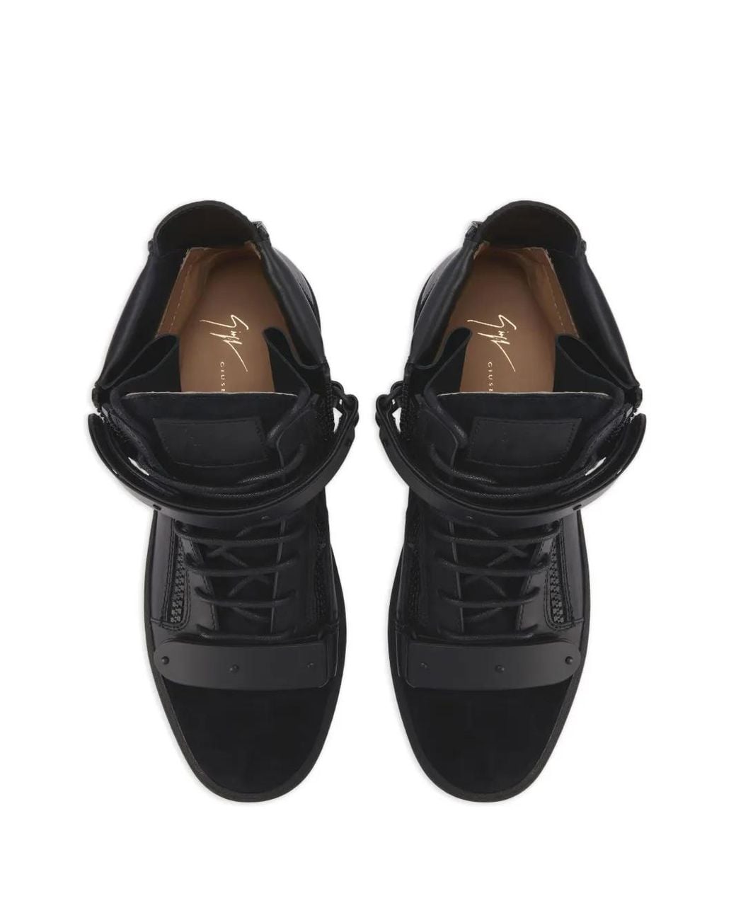 Giuseppe Zanotti Black Coby Matt Lace-Up Side-Zip Sneakers for men
