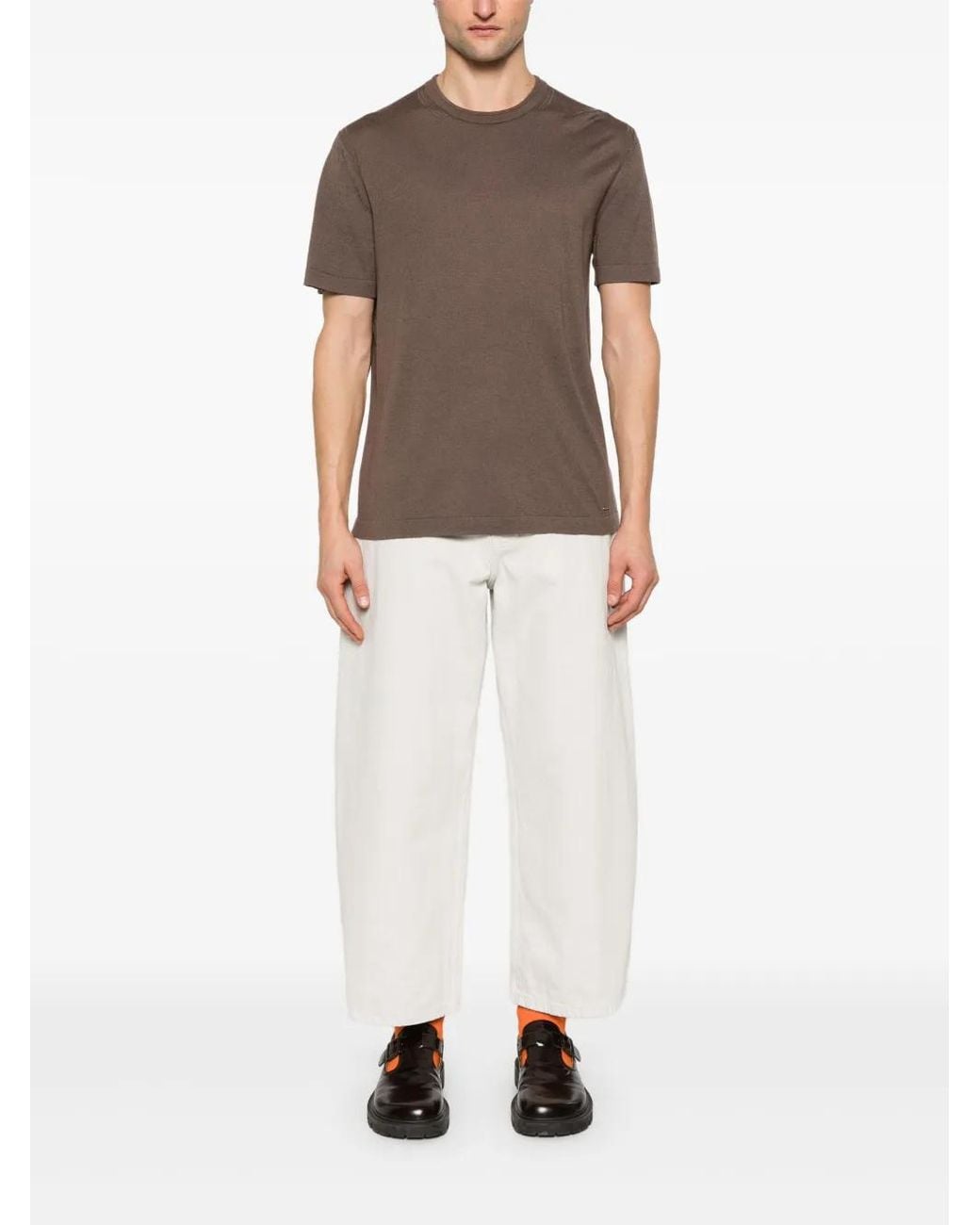 Jonathan Simkhai Brown Ribbed T-Shirt for men