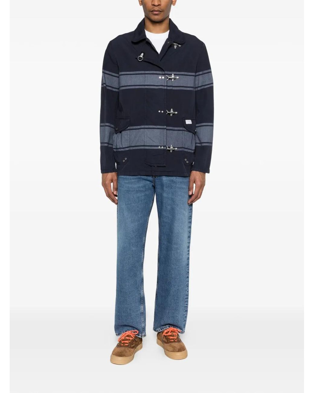 Fay Blue Manteau À Rayures for men