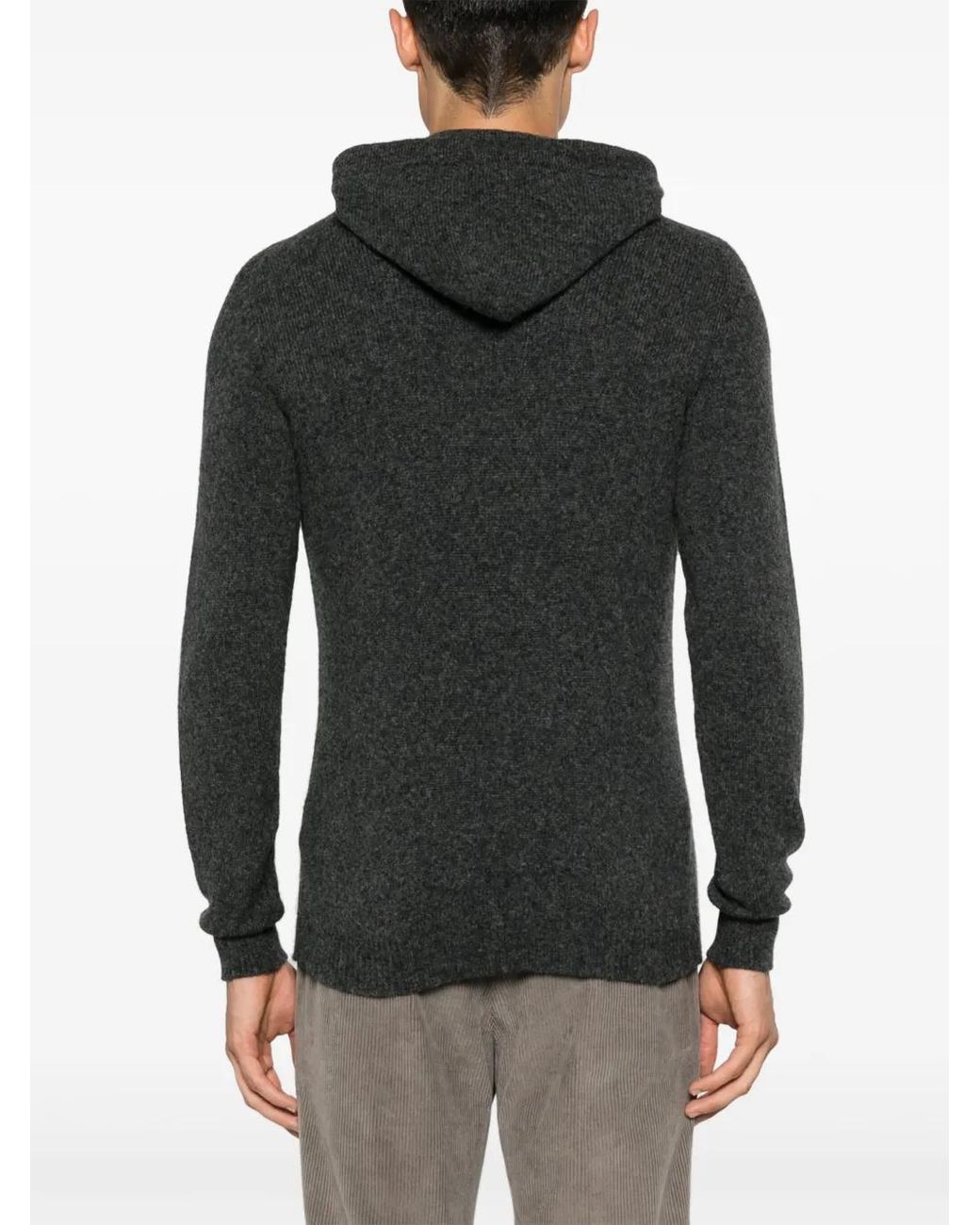 Roberto Collina Black Knitted Hoodie for men