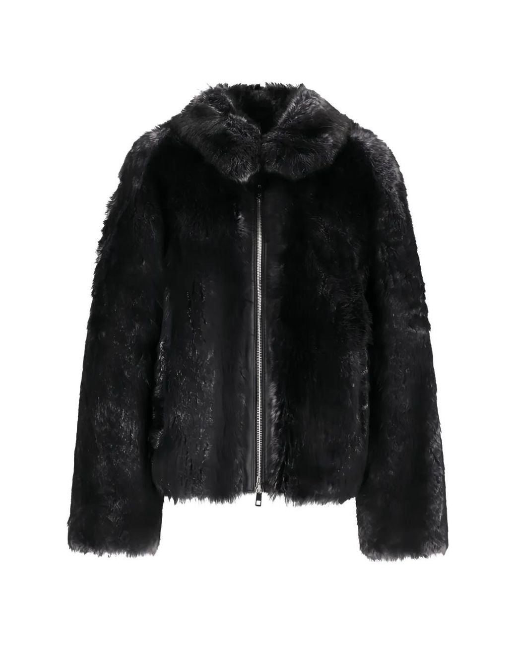 Desa Nineteenseventytwo Black K15182 High-Collar Shearling Jacket