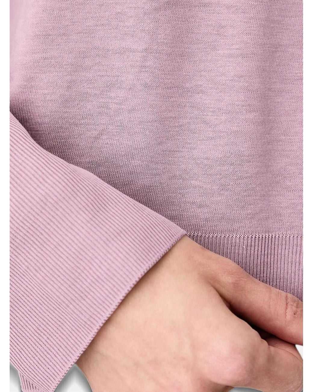 Marc O' Polo Pink Ribbed-Trim Mock-Neck Sweater