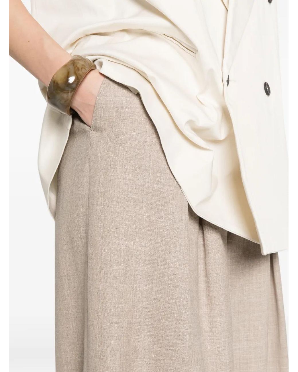 Berwich White Nina Pleated Trousers