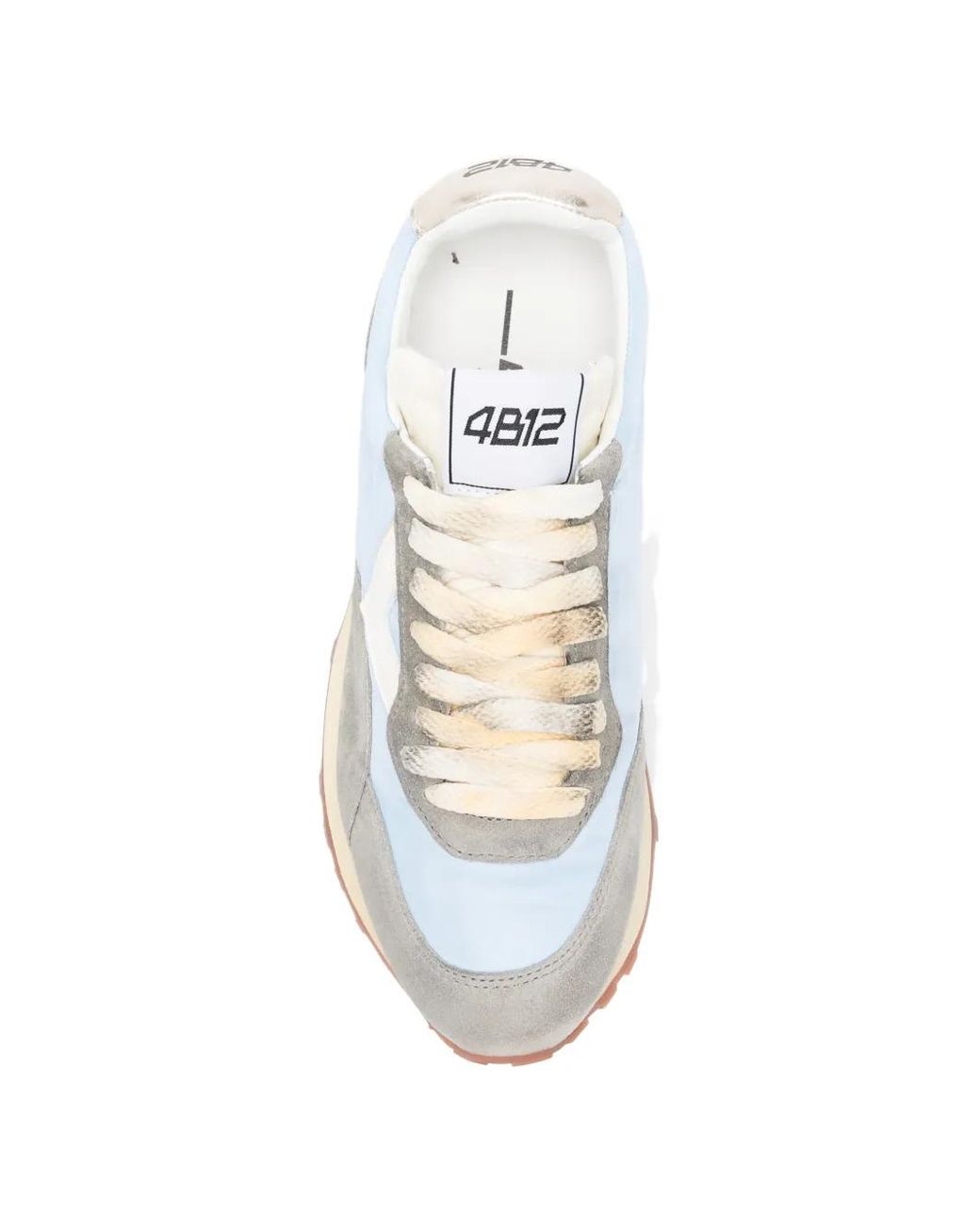 4b12 White Panelled Suede Sneakers