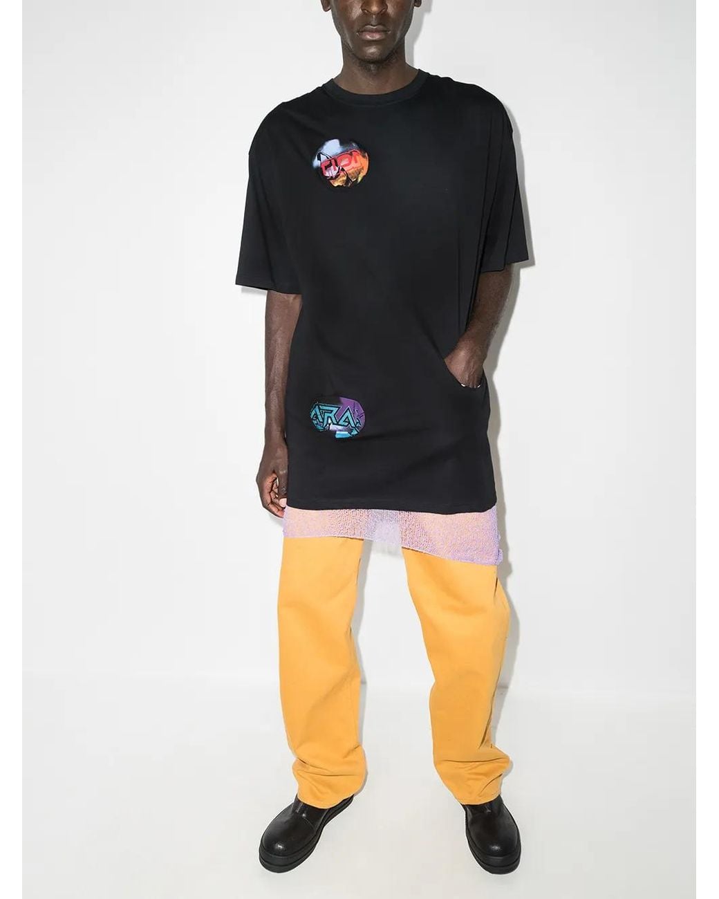Raf Simons Black Pocket Holes Oversized T-Shirt for men