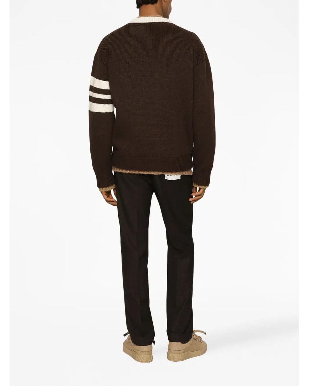 Dolce & Gabbana Black Pressed-Crease Tailored Trousers for men