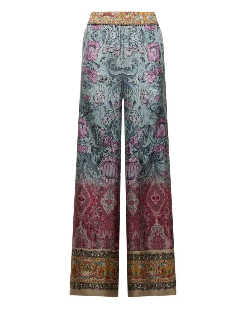 Pierre Louis Mascia Blue Floral-Pattern Trousers