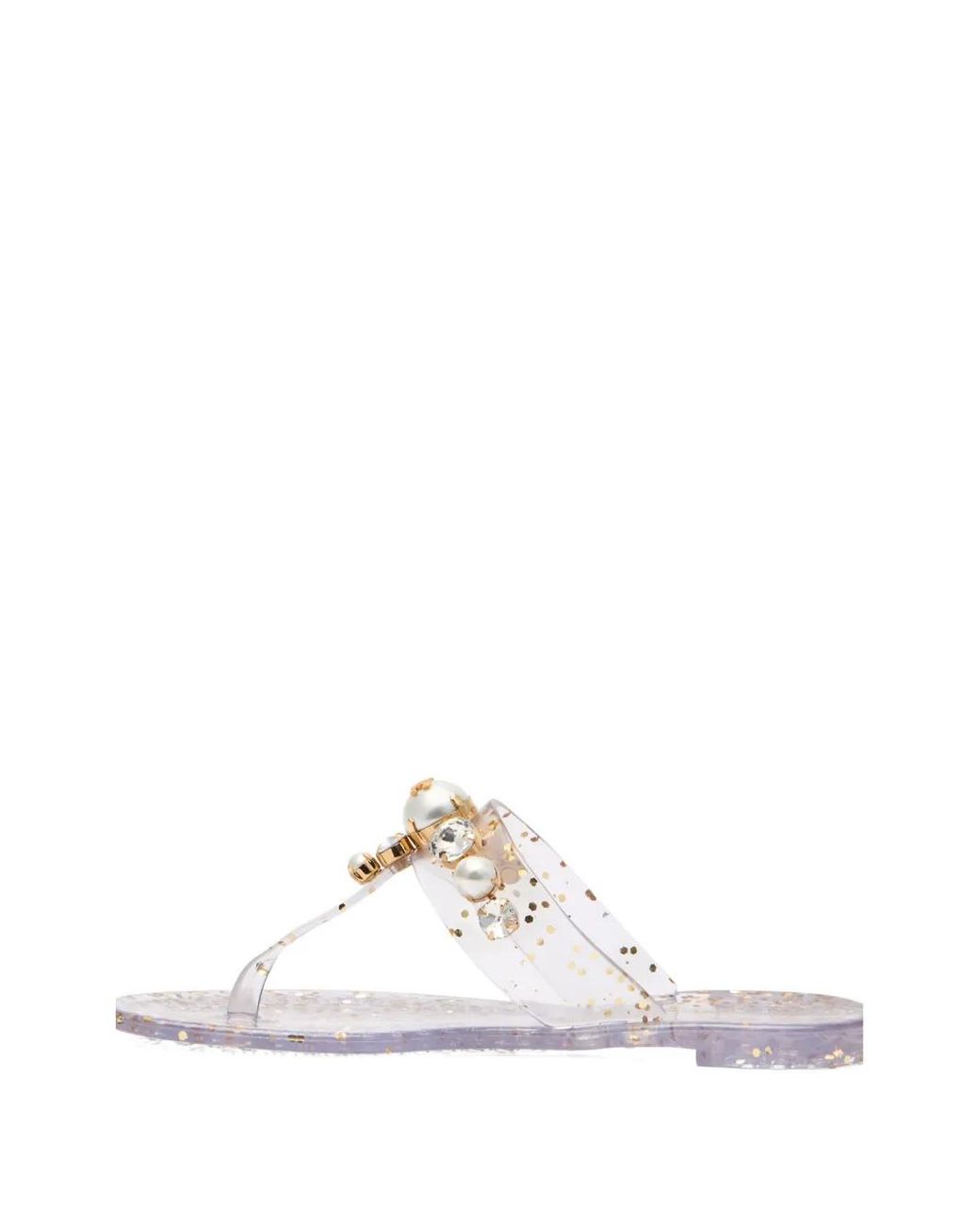 Casadei White Jelly Pearl-Detail Flip-Flops
