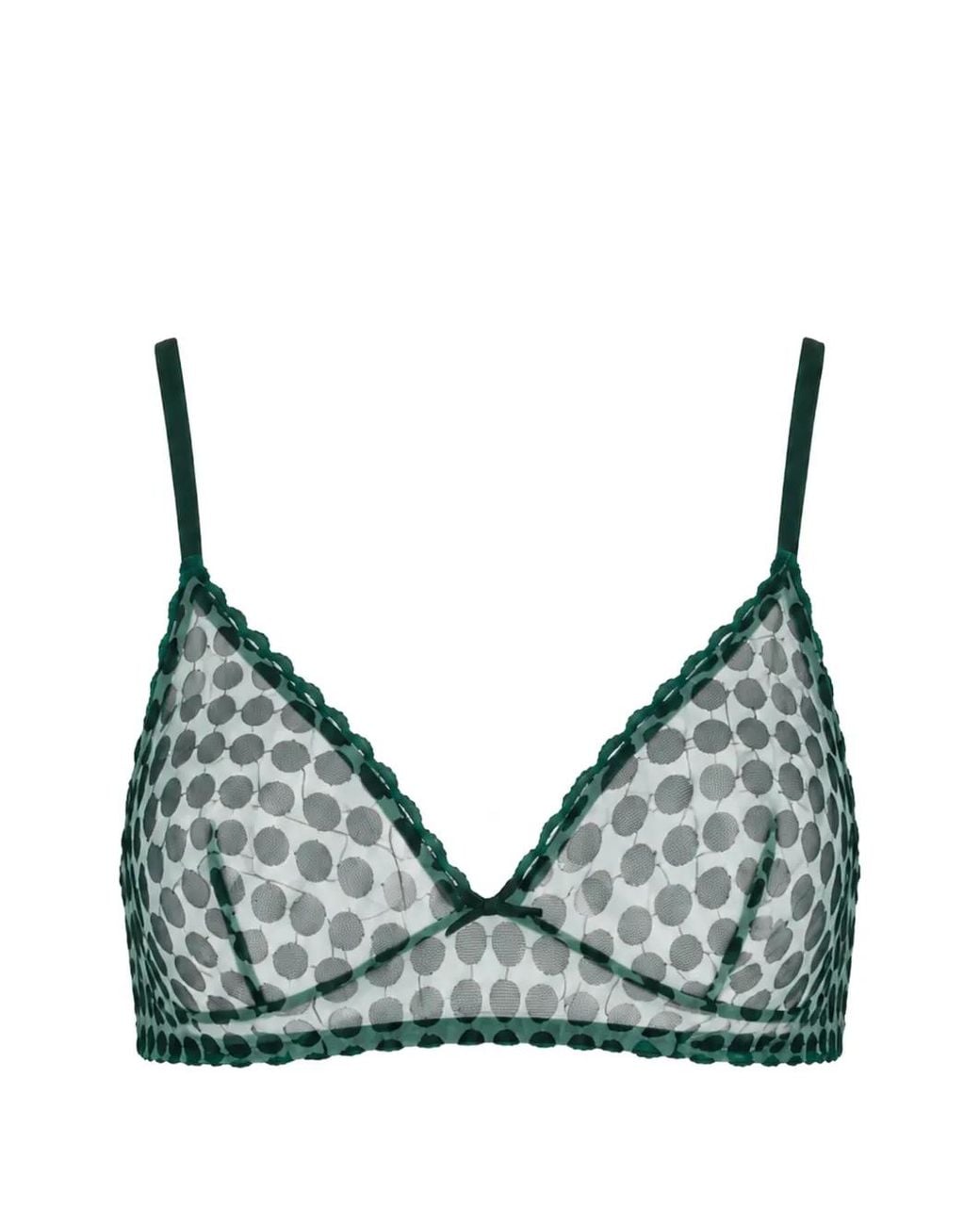 Laura Urbinati Green Soutien-Gorge En Tulle À Pois