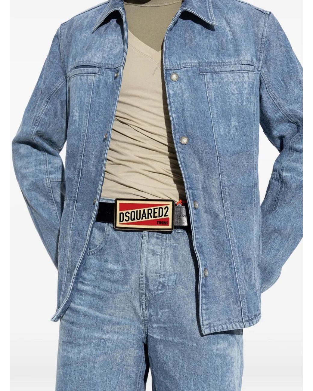 DSquared² Red Logo Plaque Belt for men
