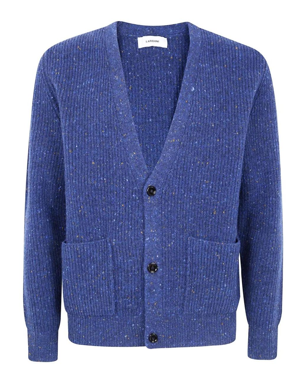 Lardini Blue Ribbed Wool Cardigan for men