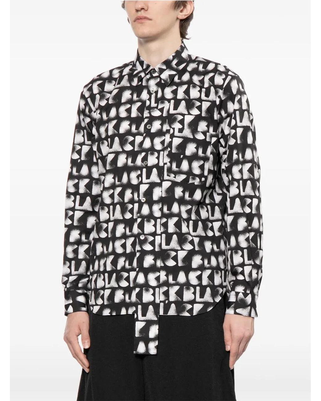 COMME DES GARÇON BLACK White Logo-Print Long-Sleeve Shirt