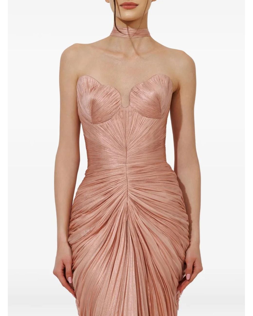IRIS SERBAN Pink Yasmina Scarf Gown