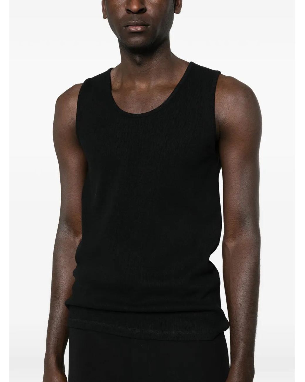 Lemaire Black Ribbed Tank Top for men