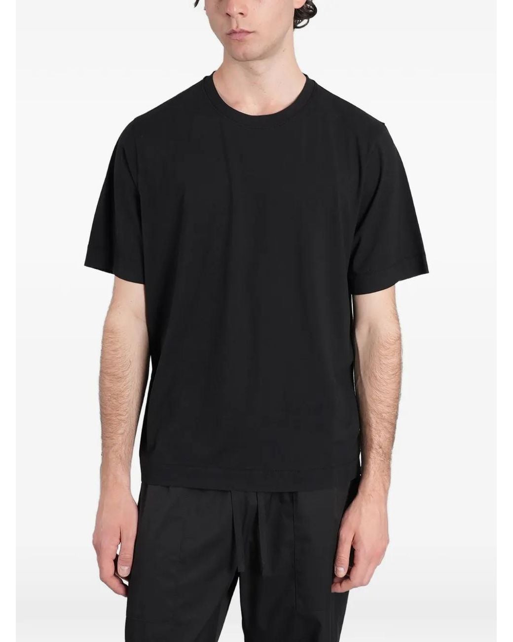 Alpha Studio Black Crew-Neck Short-Sleeve T-Shirt for men