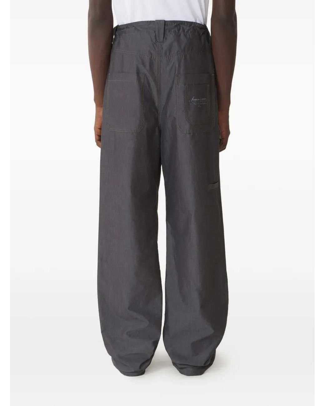 Lanvin Gray Drawstring Cotton Trousers for men