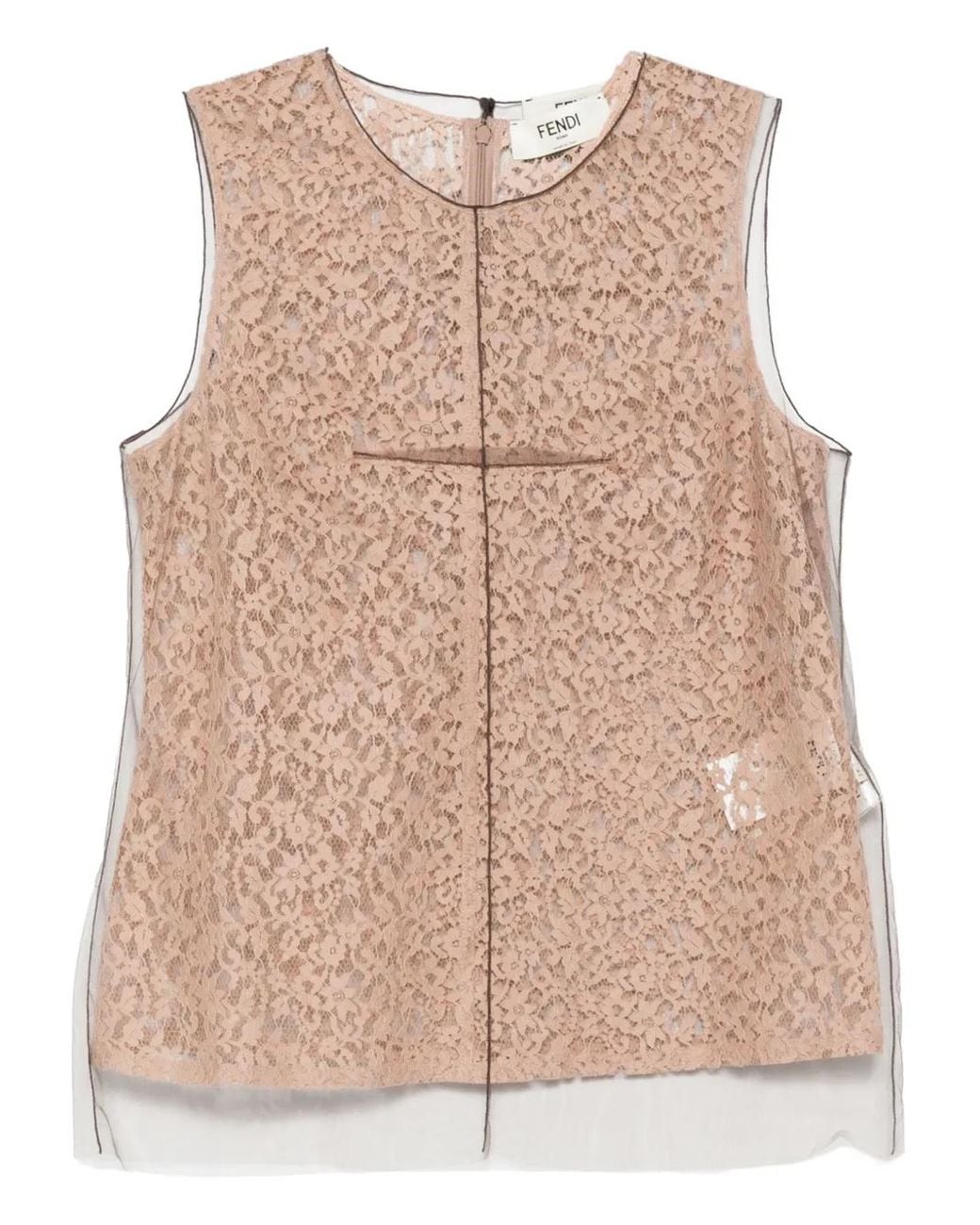 Fendi Natural Crew Neck Printed Top