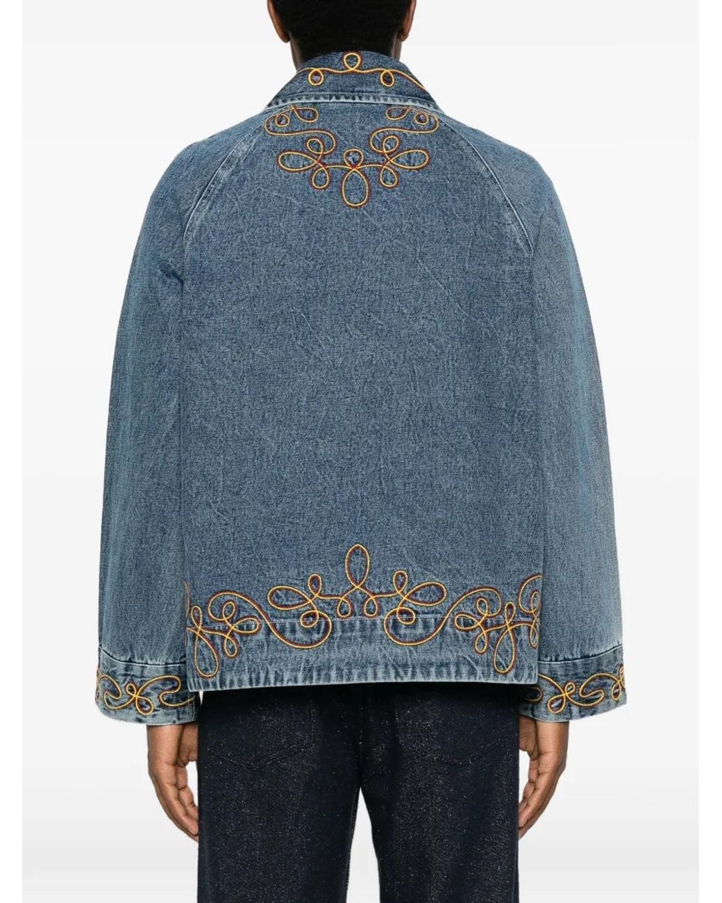 Bode Blue Rawlins Embroidered Denim Jacket for men