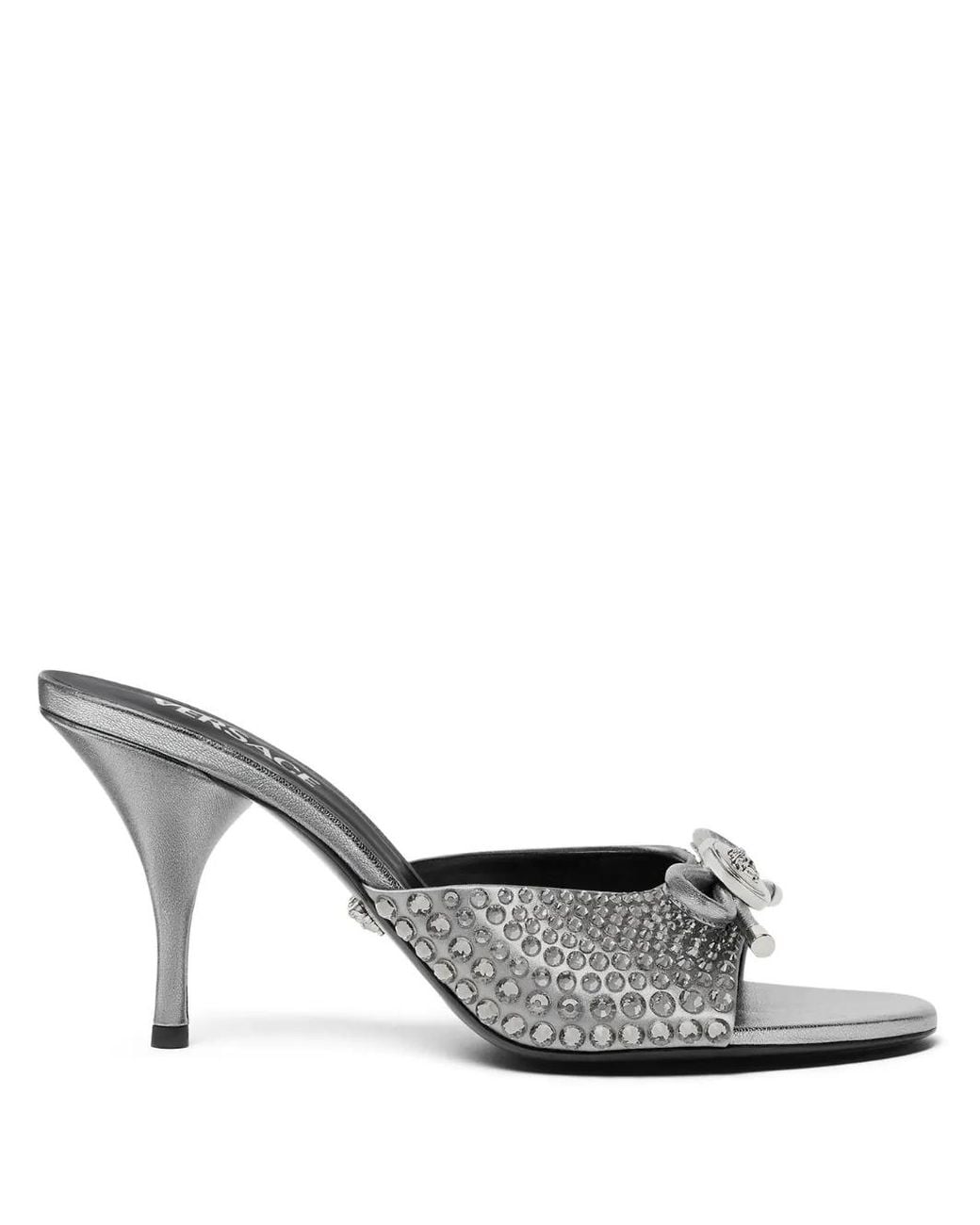 Versace White Opera Bow Embellished Mules 85 Mm
