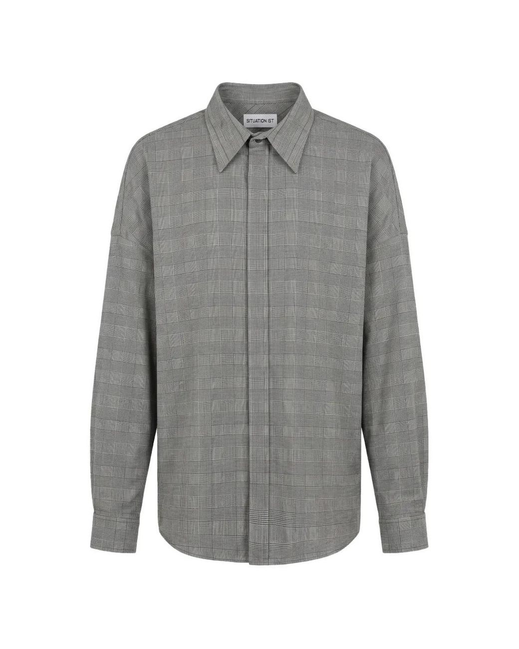 Situationist Gray Chemise En Laine À Motif Tartan