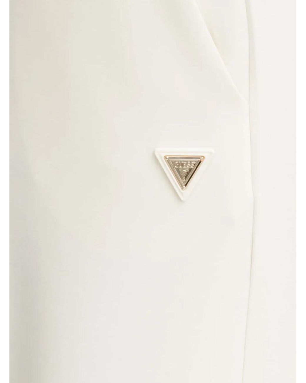 Guess White Logo-Plaque Wide-Leg Trousers