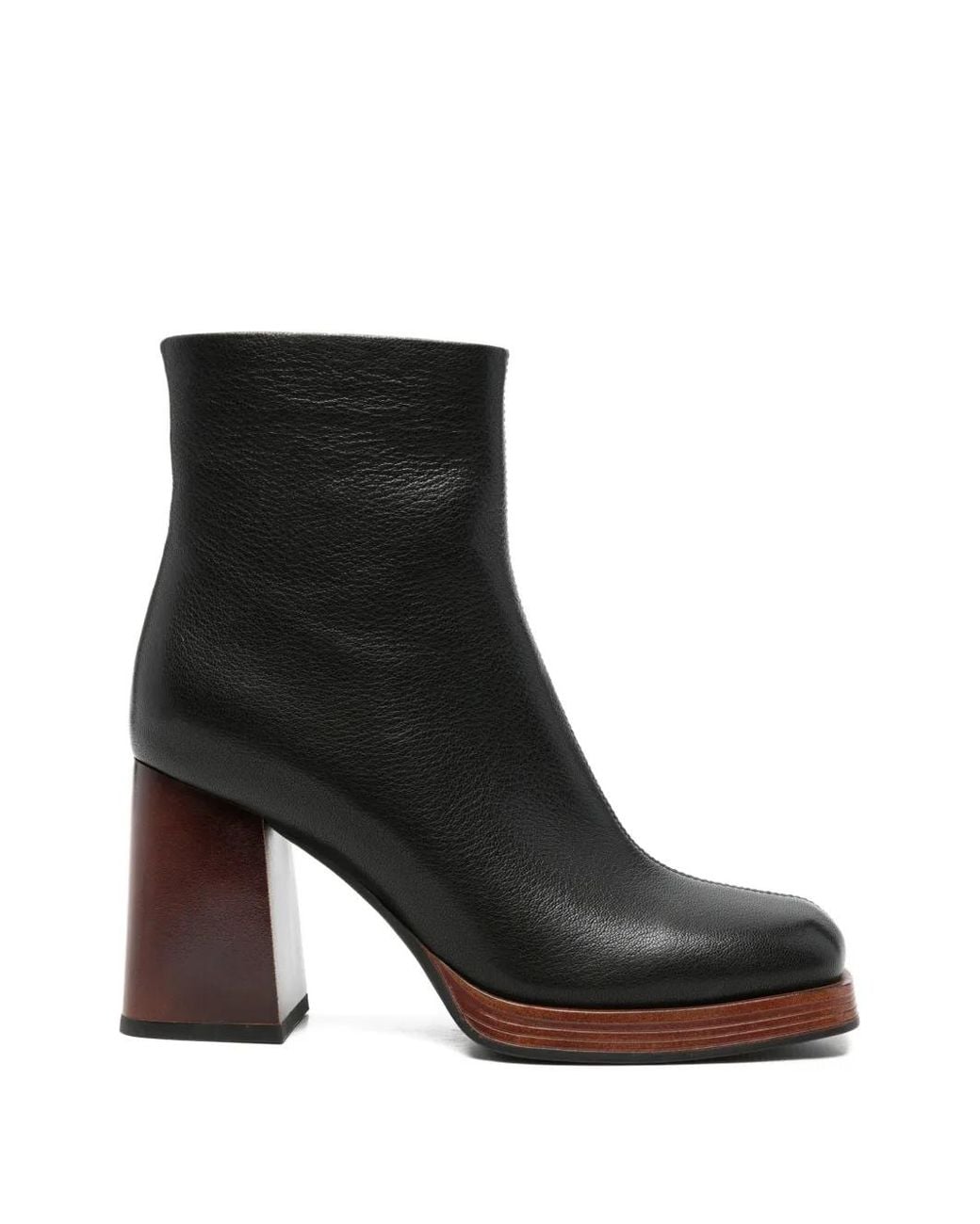 ADRIANNA FERETTI Black Square-Toe Ankle Boots