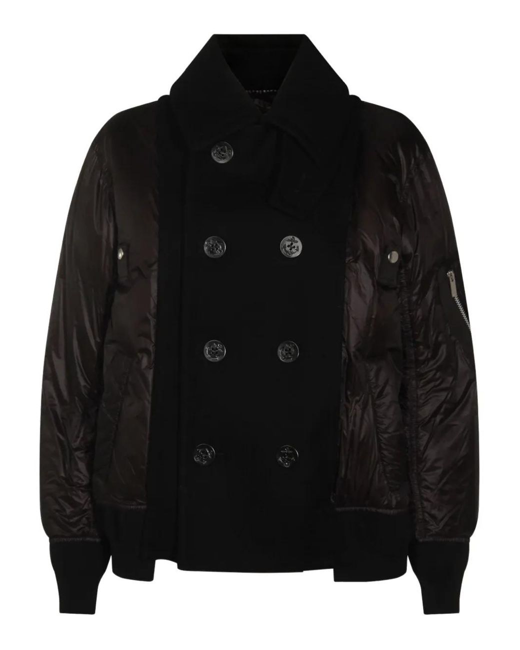 Plumífero Con Doble Botonadura Sacai de color Black