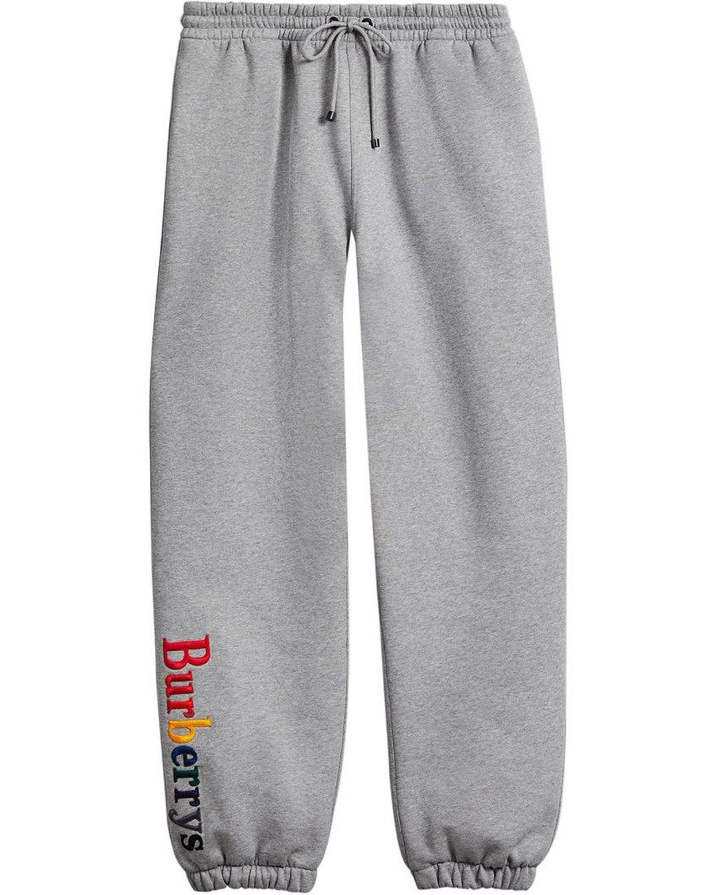 Pantalon de jogging à logo brodé Burberry pour homme en coloris Gris | Lyst