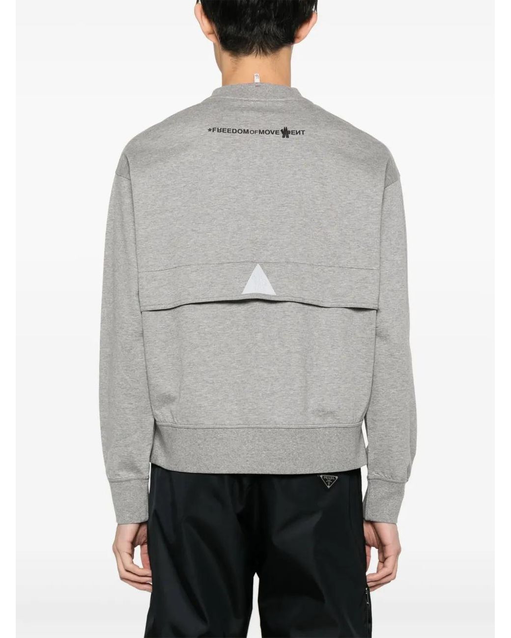 Moncler Gray Logo Print Cotton Sweatshirt for men