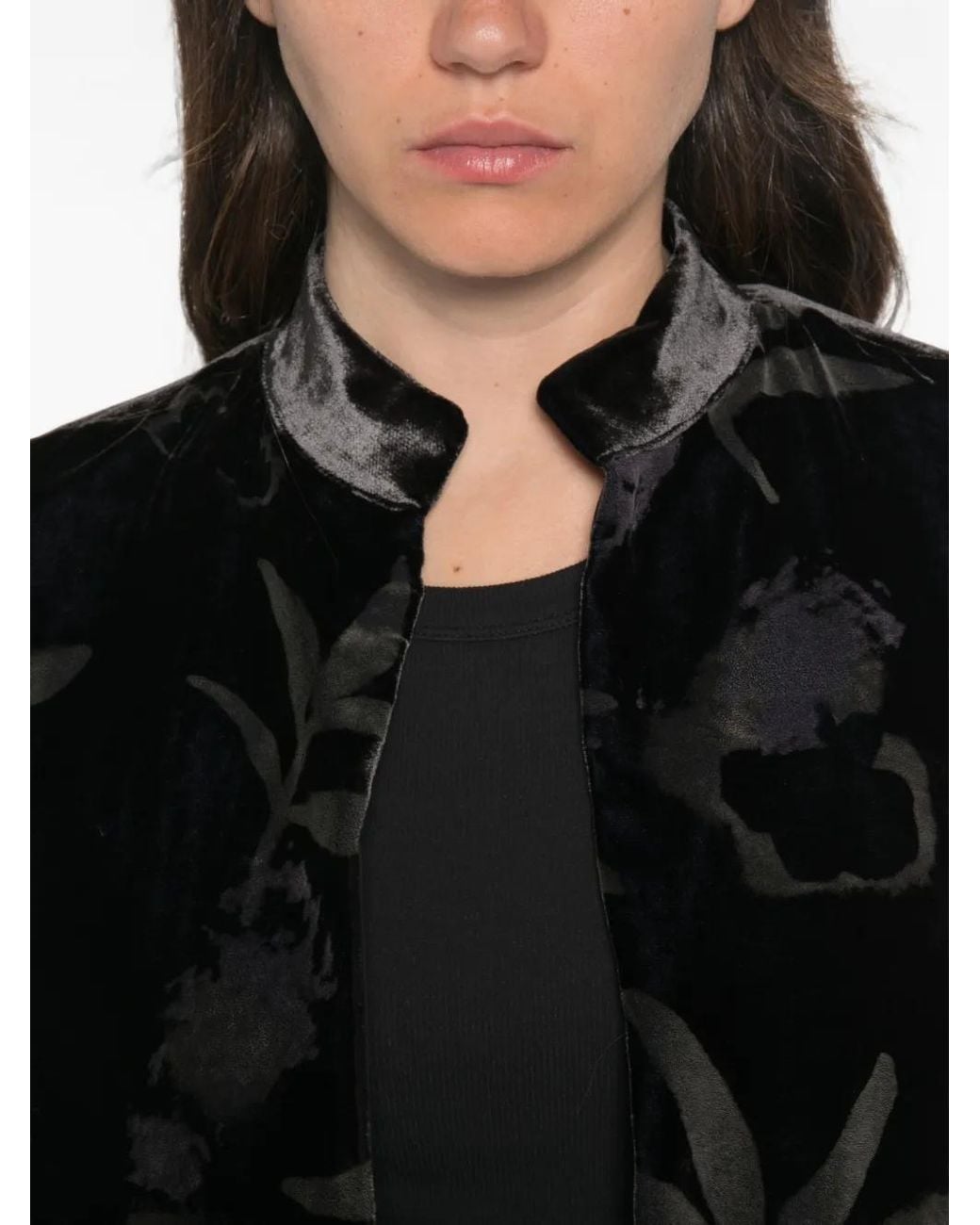 Whyci Black Floral-Devoré Velvet Jacket