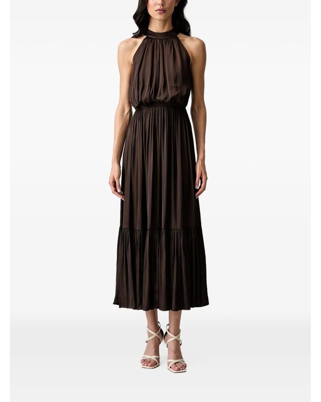 Morgan Black Halterneck Pleated Maxi Dress