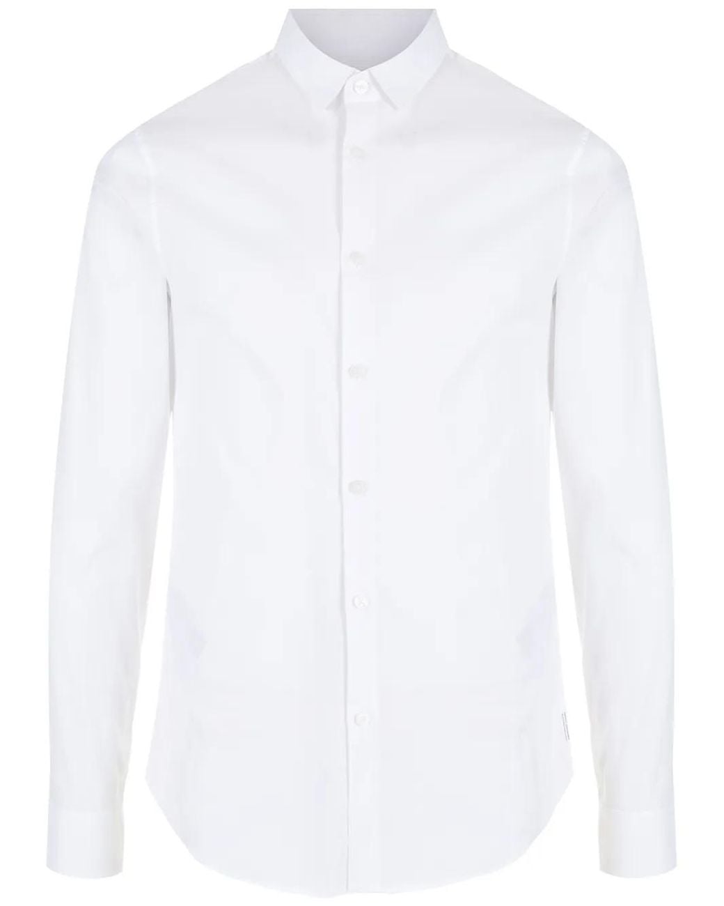 ARMANI EXCHANGE White Long-Sleeve Cotton Shirt for men