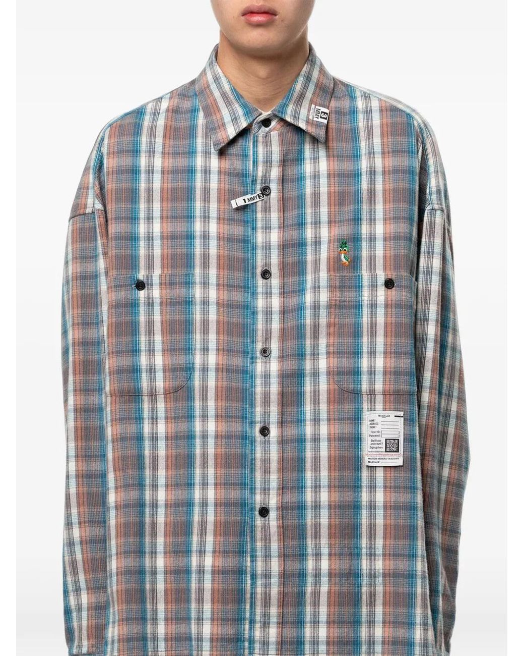 Maison Mihara Yasuhiro Blue Check Long Sleeve Shirt