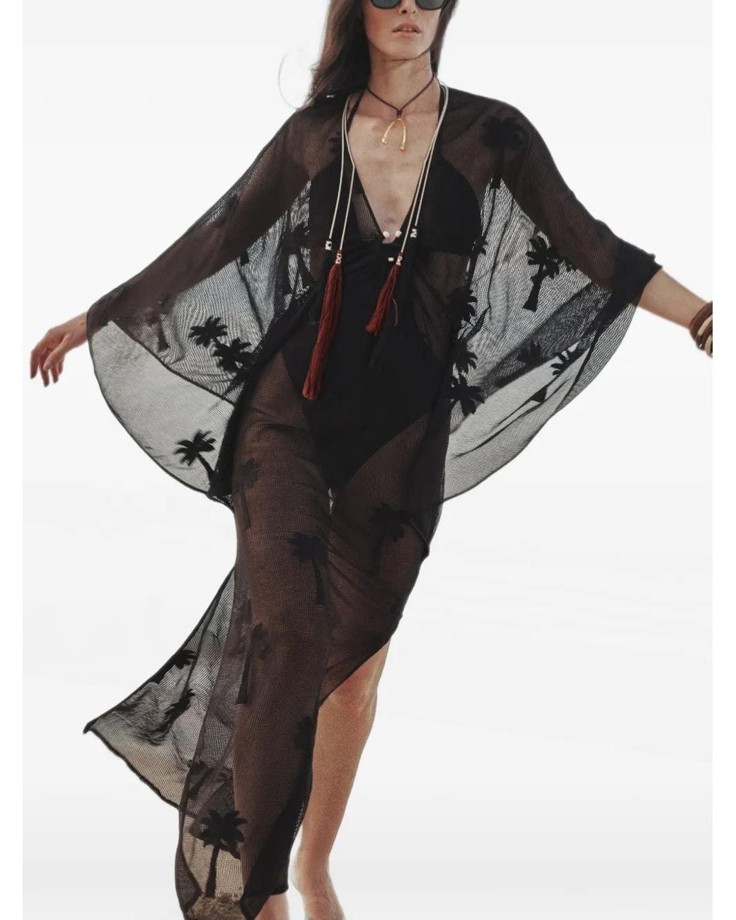 Johanna Ortiz Black Robe Palm Veil