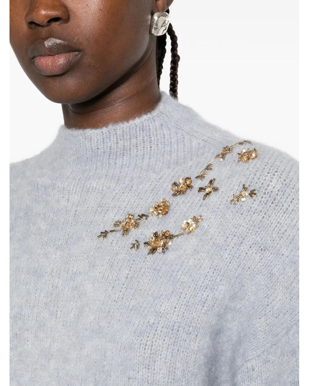 Forte_forte Gray Bead-Embellished Sweater