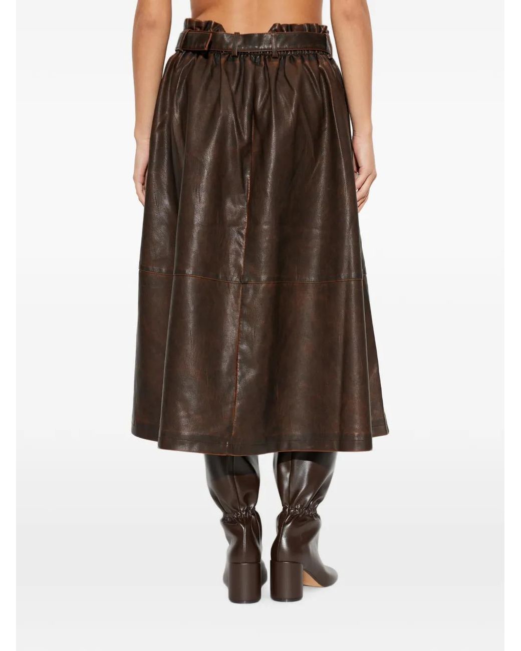 Baum und Pferdgarten Brown Saimi Belted Faux-Leather Maxi Skirt