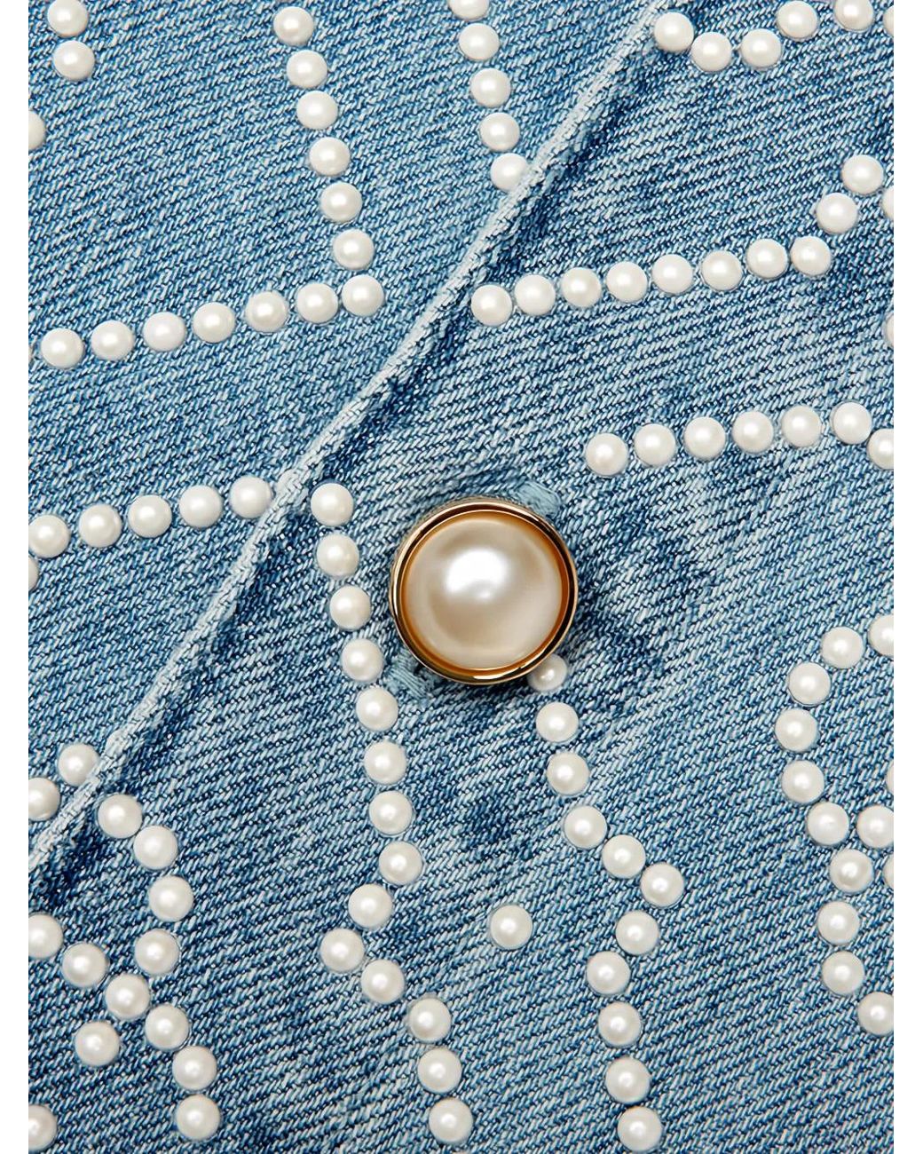 Casablanca Blue Pearl Monogram Long Sleeve Denim Shirt for men