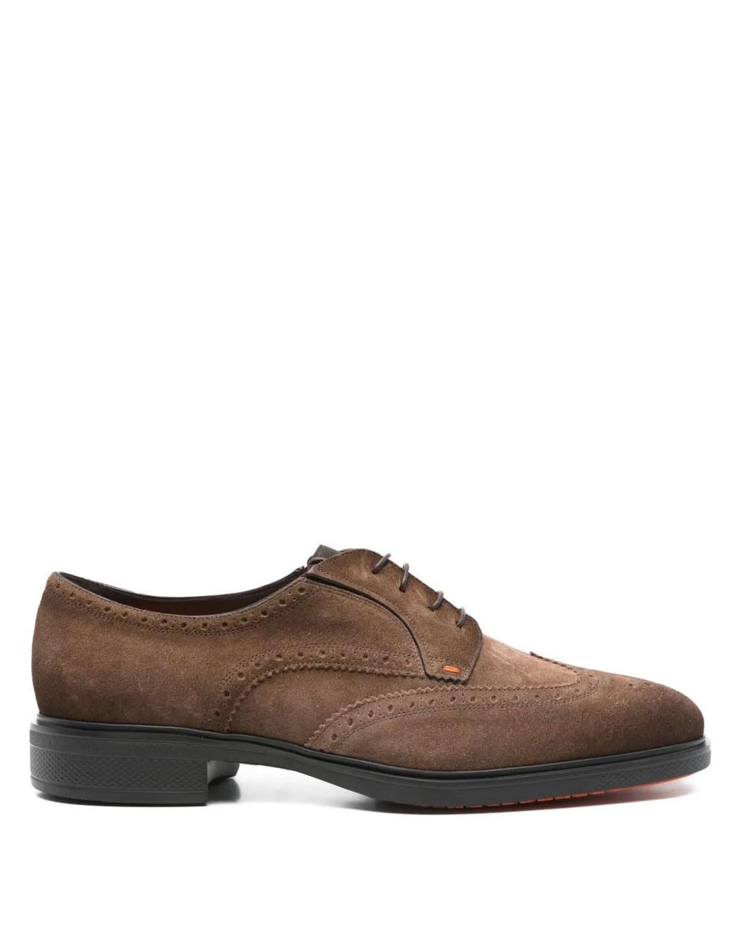 Santoni Brown Leather Derby Shoes for men