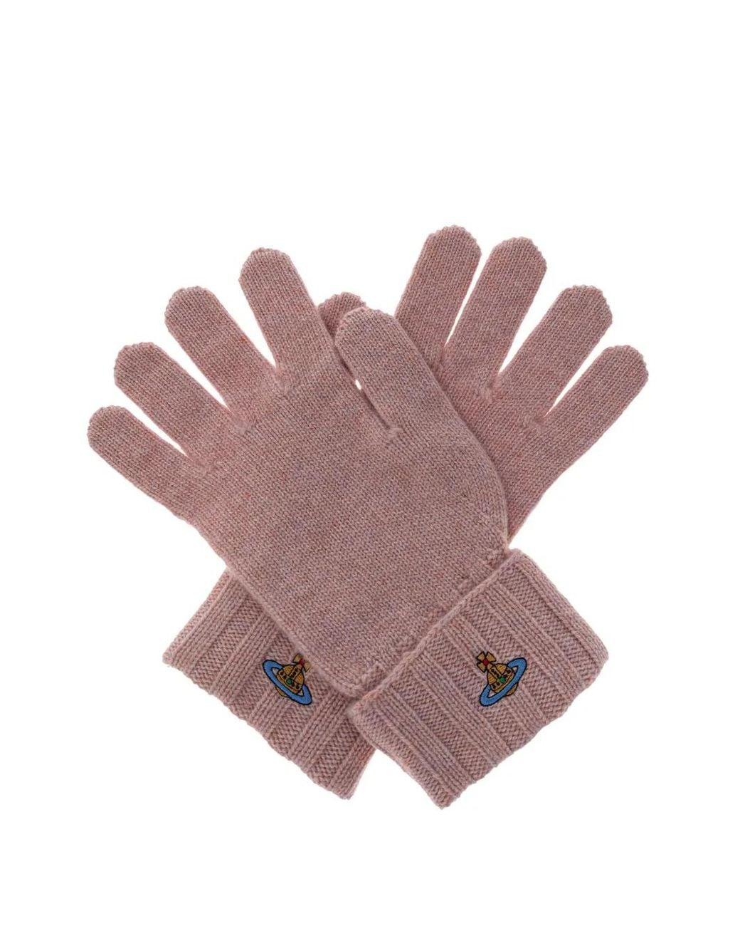 Vivienne Westwood Pink Orb-Embroidered Cashmere Gloves