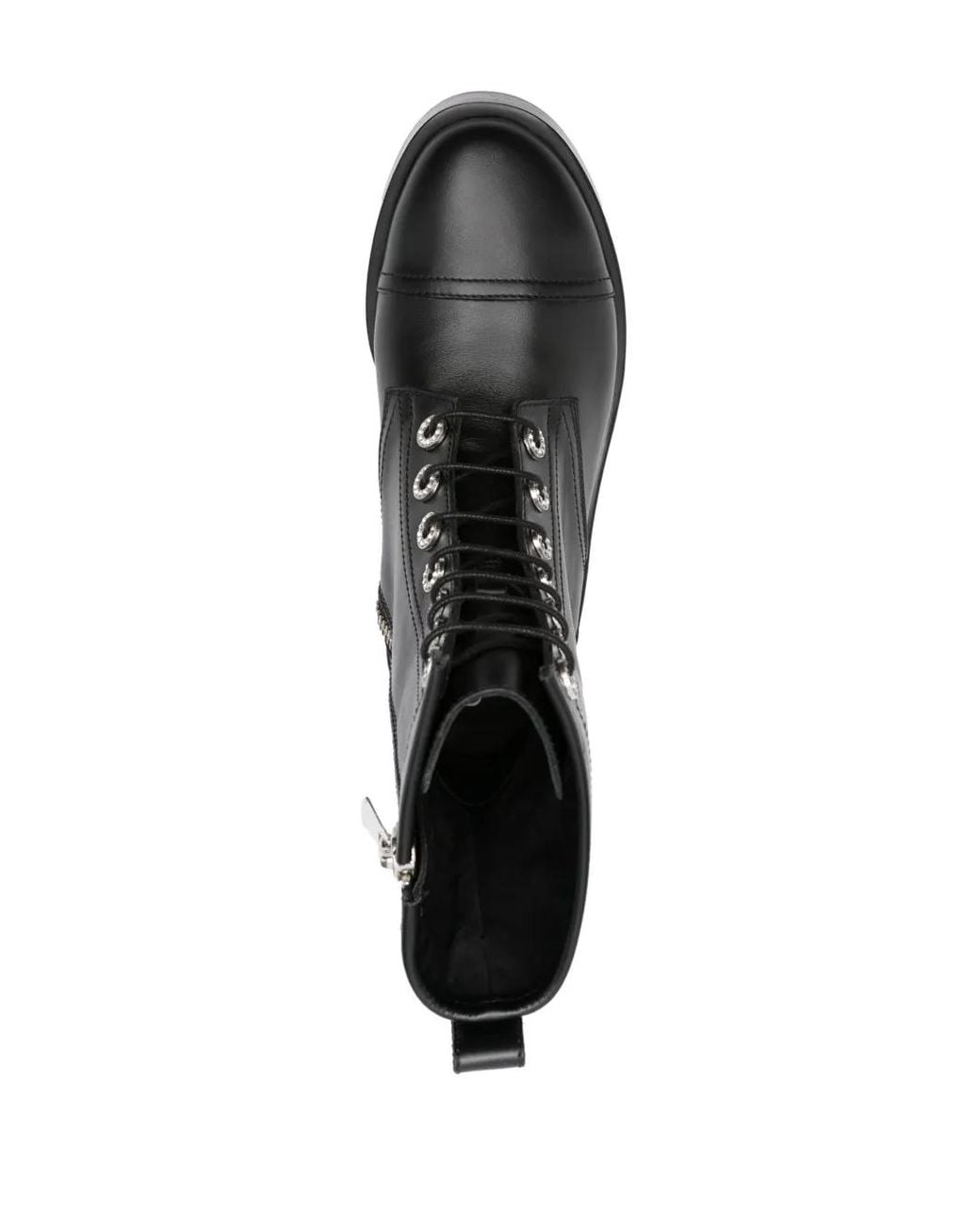 Casadei Black Leather Combat Boots