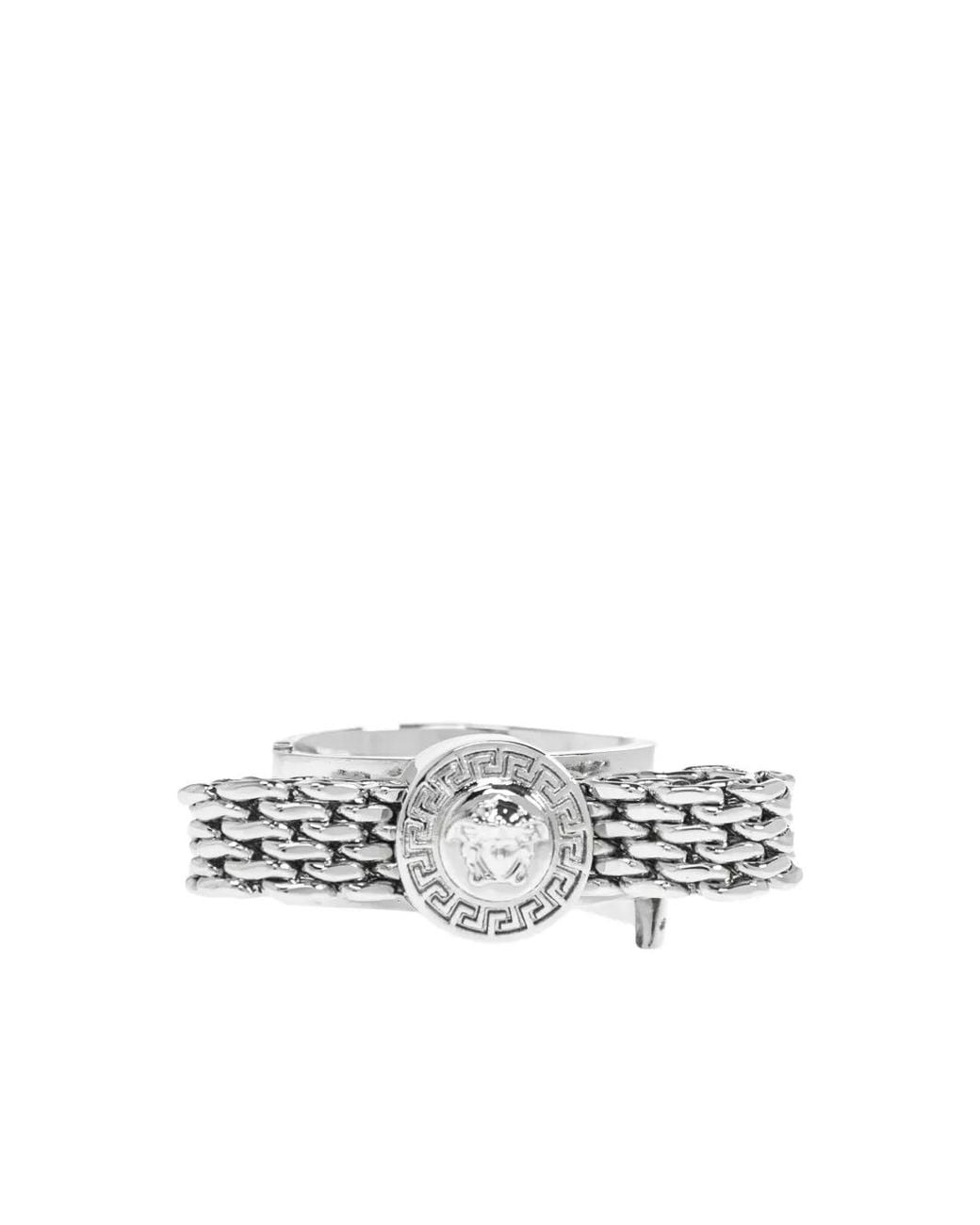 Versace White Medusa Chain Ring